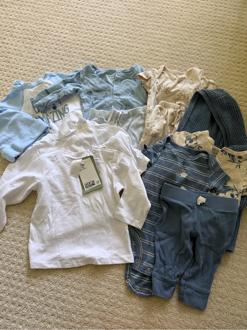 5. Baby 0-3 Clothing Bundle - Blue, White & Cream Mix